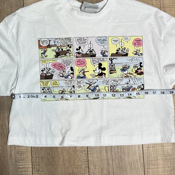 Girls Mickey Mouse Comic Strip Short Sleeve Crop Top Multi Color SZ S - Picture 8 of 15
